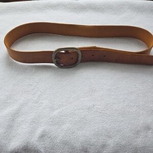 Genuine Tan Leather Belt – Oval Brass Hardware – Size 36